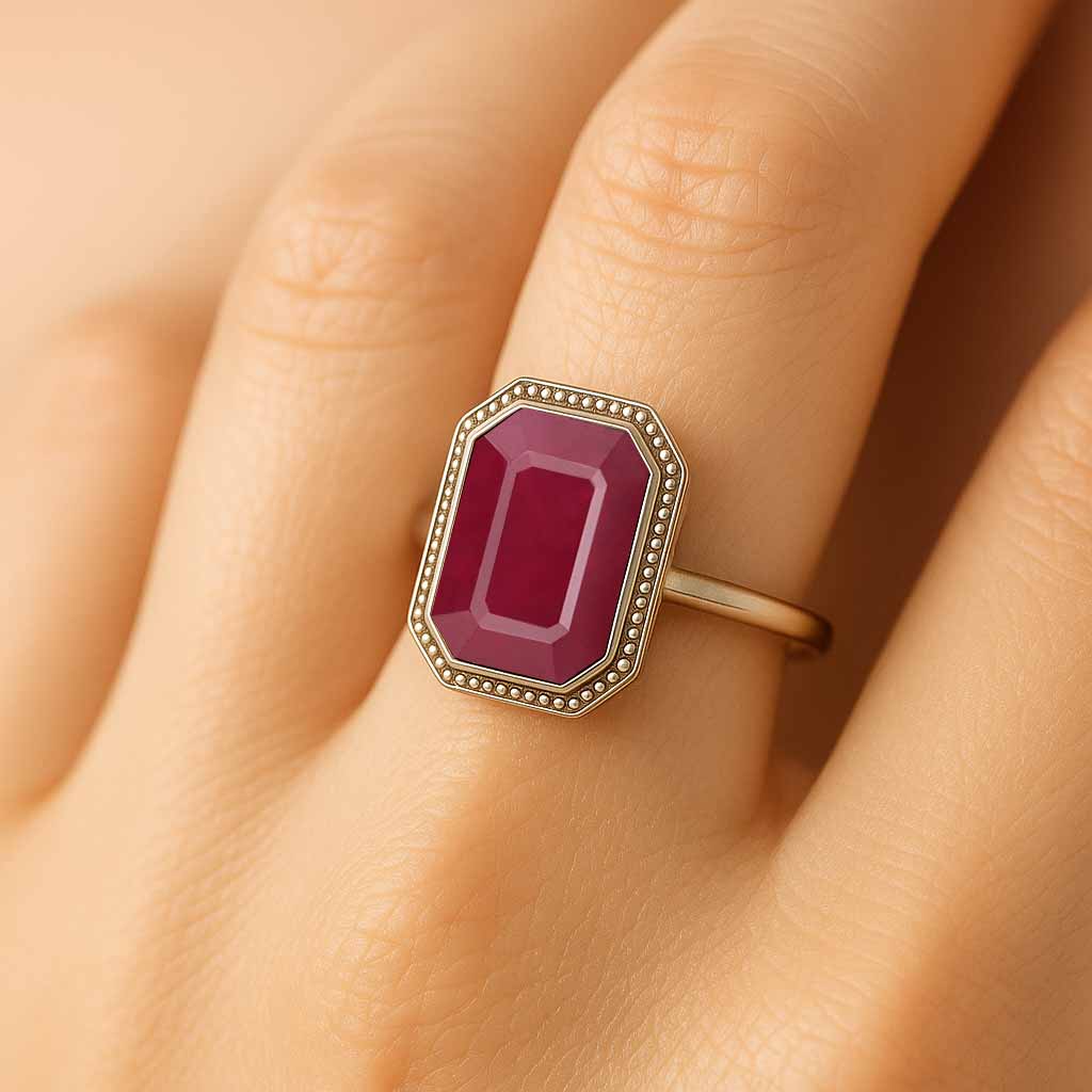 Classic Regal 925 Sterling Silver Manik (Ruby) Women’s Ring
