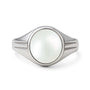 Classic Sterling Silver Pearl Gemstone Ring for Male