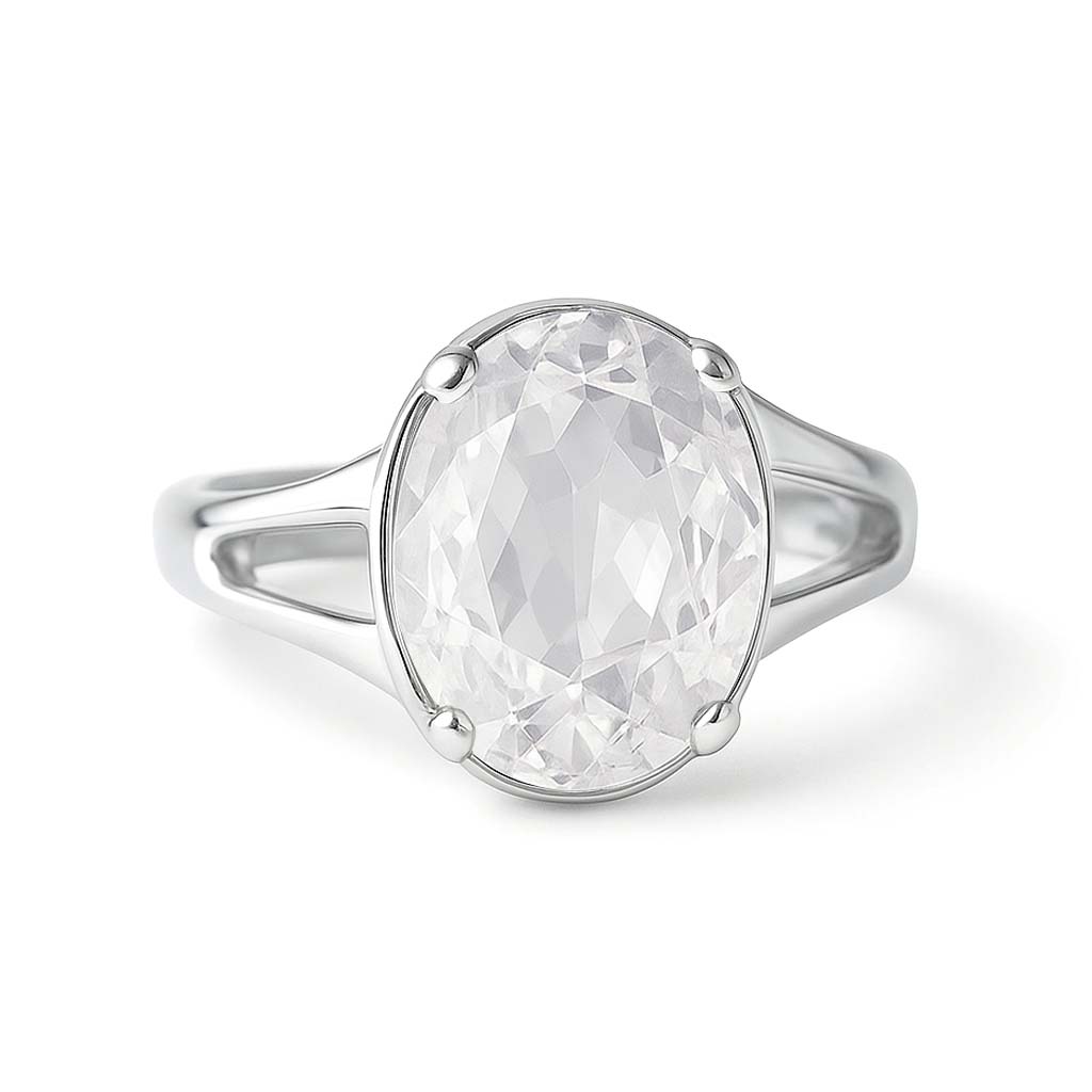 Classic Sterling Silver Zircon Gemstone Ring for Male