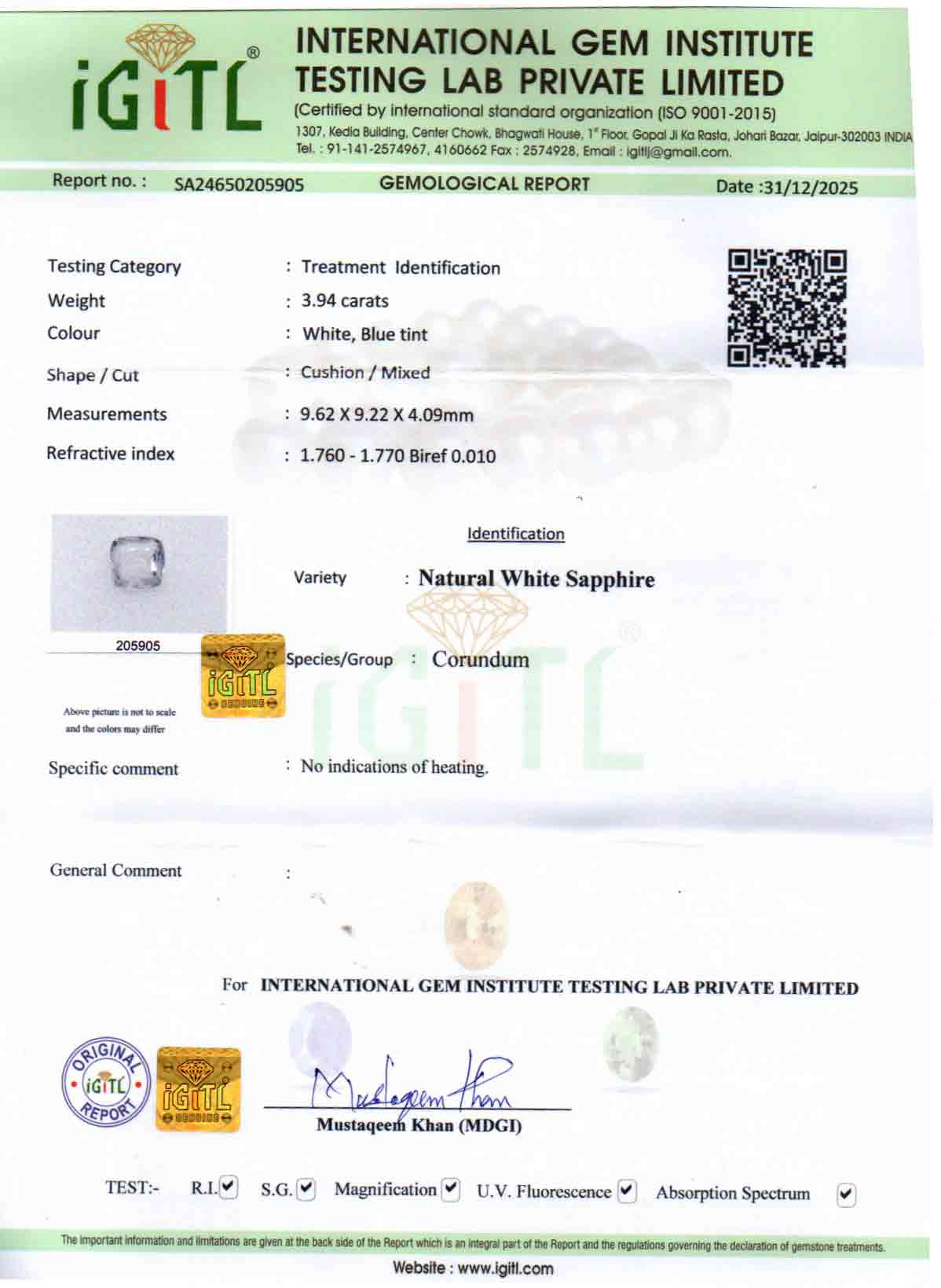 Ceylon White Sapphire - 3.94 Carat Limited Quality CWS-10071