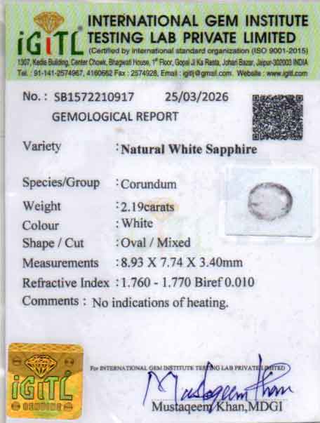 Ceylon White Sapphire - 4.03 Carat Fine Quality CWS-10073