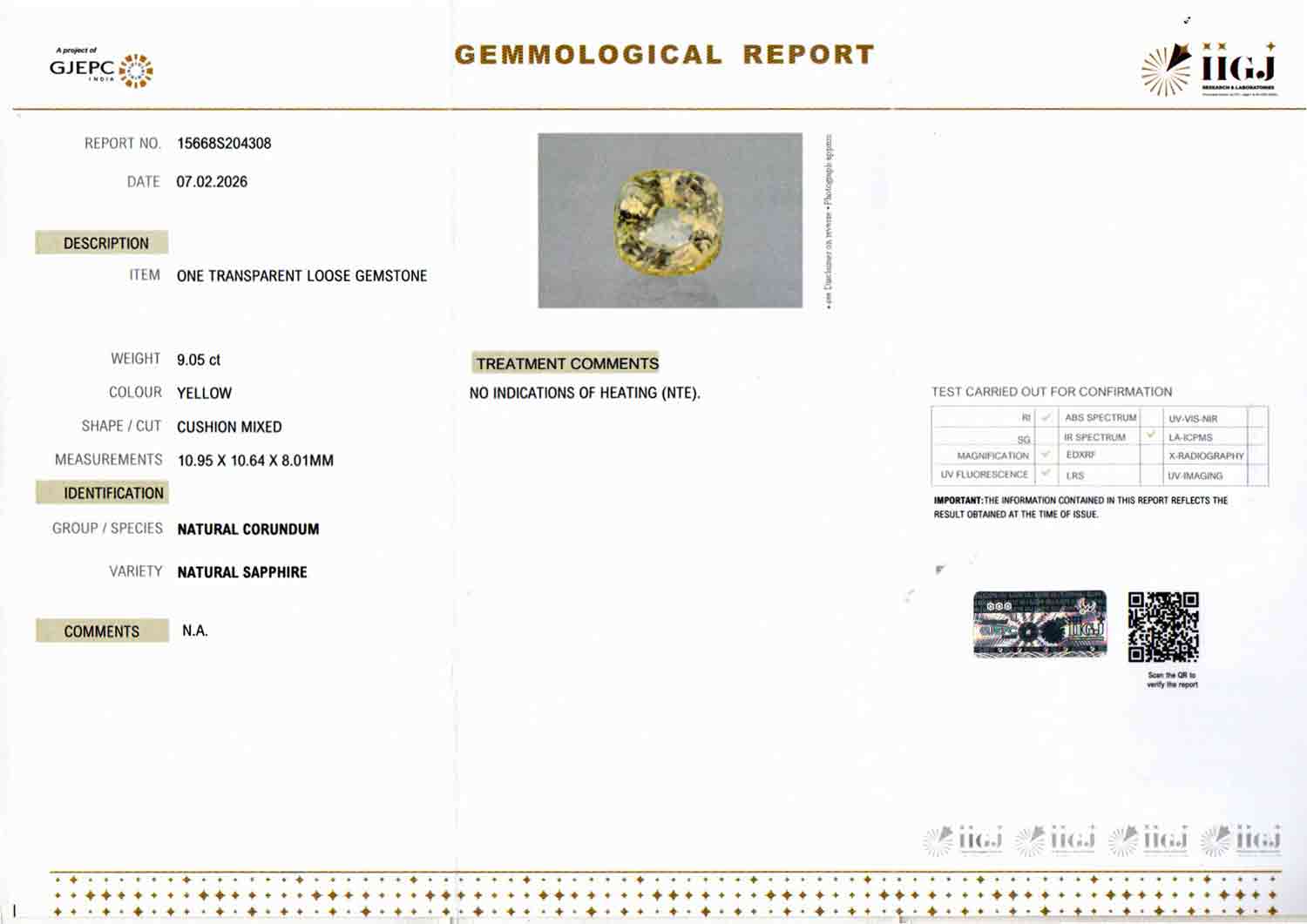 Ceylon Yellow Sapphire - 9.05 Carat Limited Quality CYS-3589