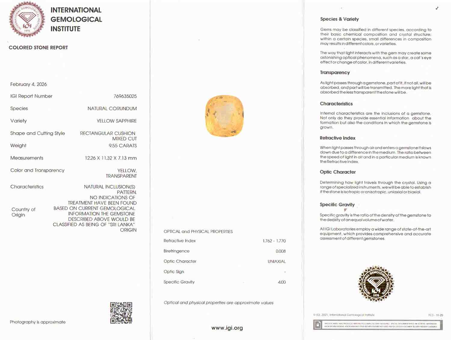 Yellow Sapphire - 9.55 Carats