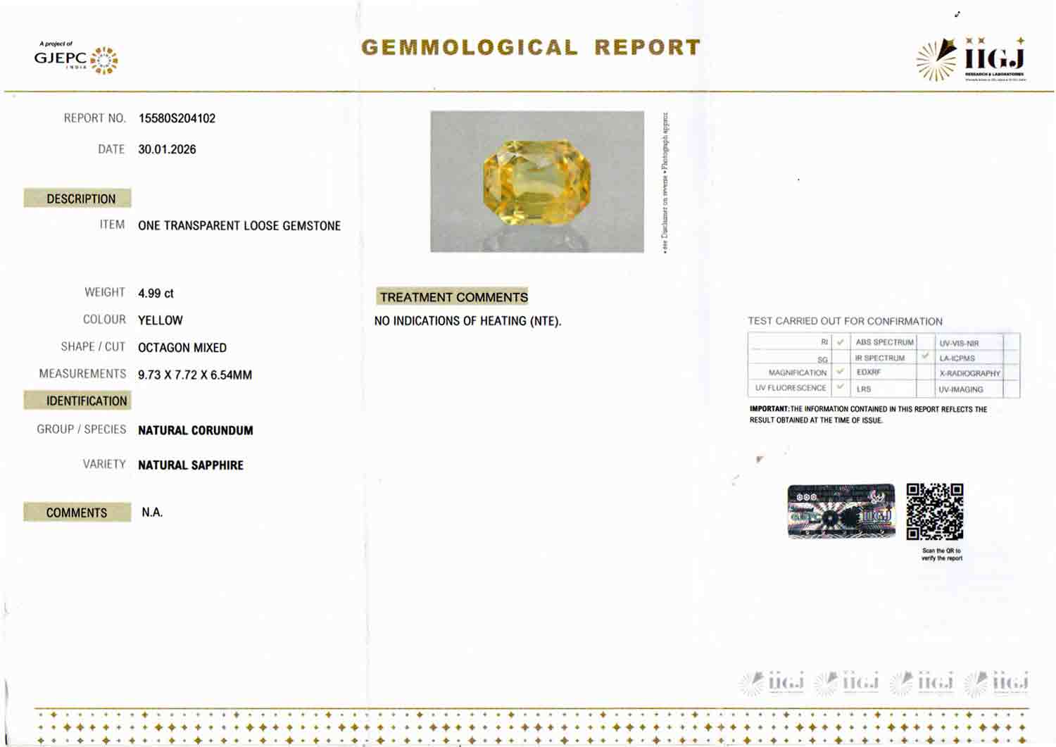 Yellow Sapphire - 4.99 Carats