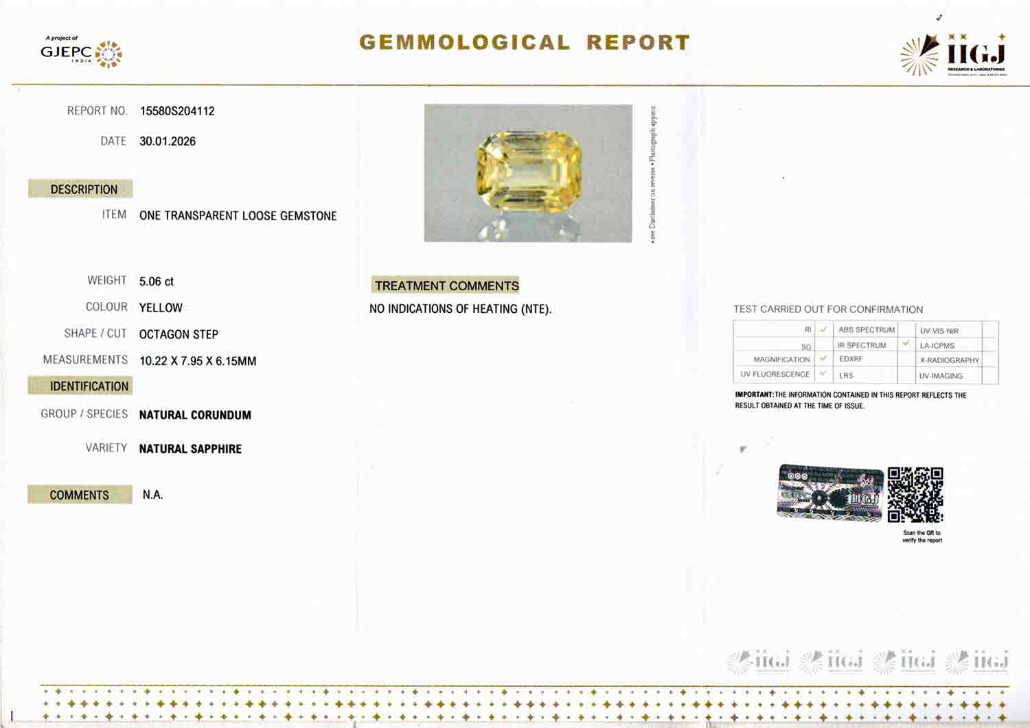 Yellow Sapphire - 5.06 Carats