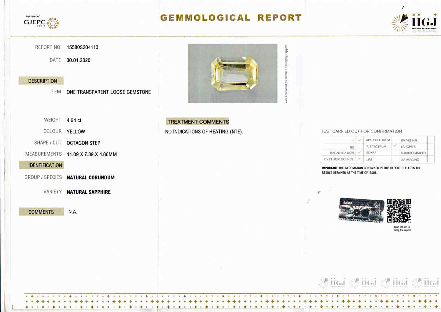 Yellow Sapphire - 4.64 Carats