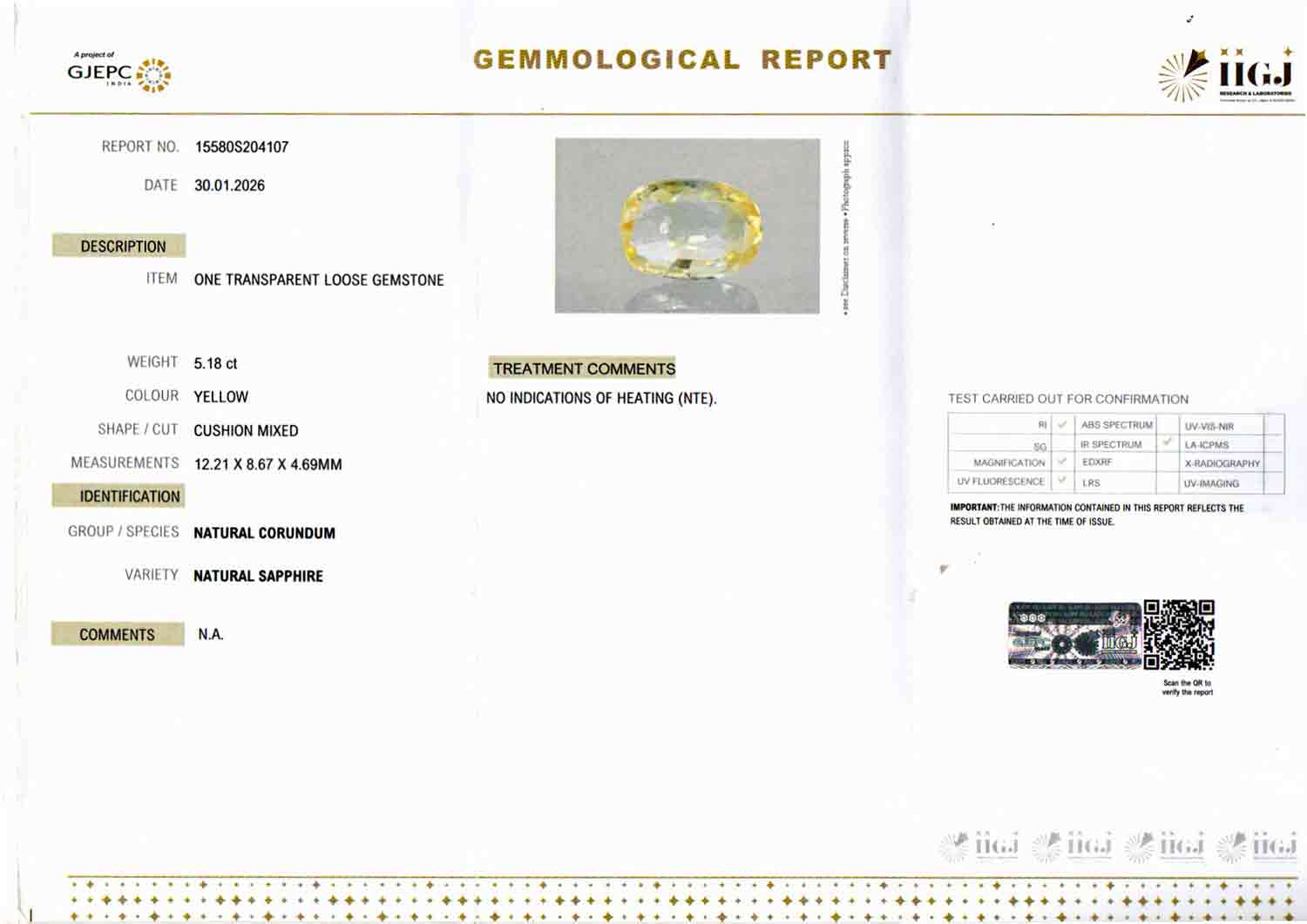 Yellow Sapphire - 5.18 Carats