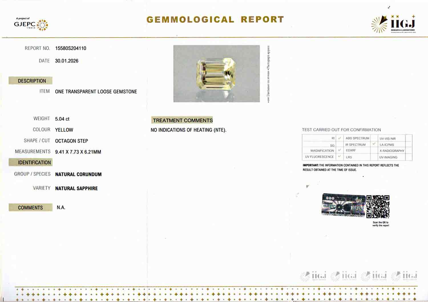 Yellow Sapphire - 5.04 Carats