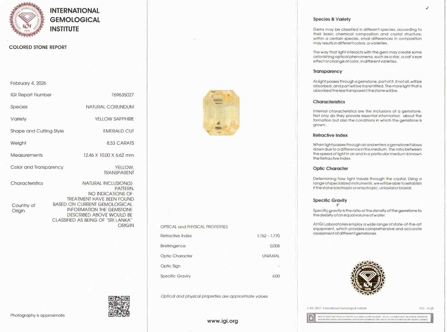 Yellow Sapphire - 8.33 Carats