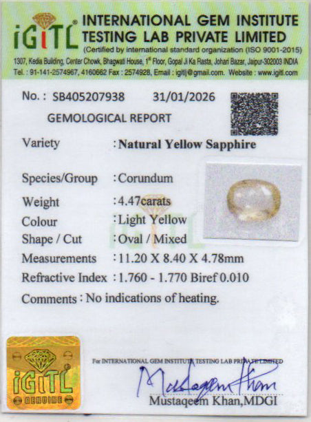 Yellow Sapphire - 4.47 Carats