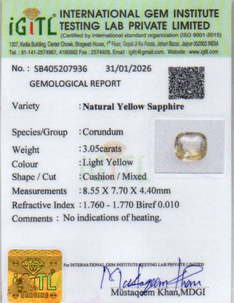Yellow Sapphire - 3.05 Carats