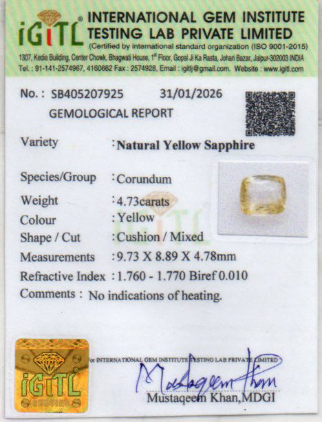 Yellow Sapphire - 4.73 Carats