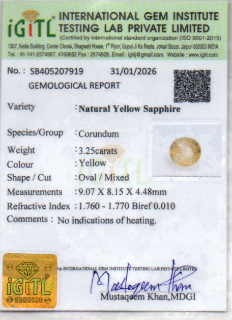 Yellow Sapphire - 3.25 Carats