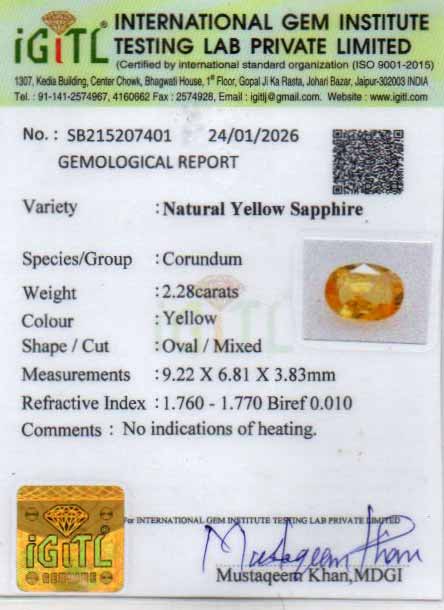 Yellow Sapphire - 2.28 Carats