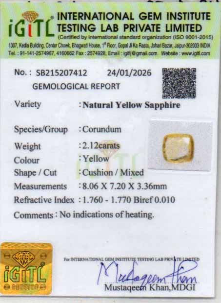 Yellow Sapphire - 2.12 Carats