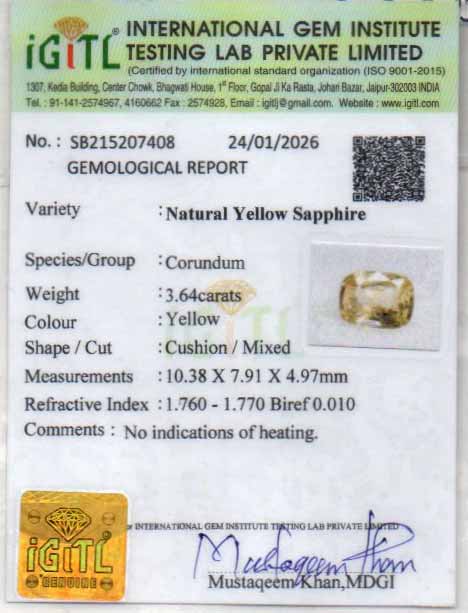 Yellow Sapphire - 3.64 Carats