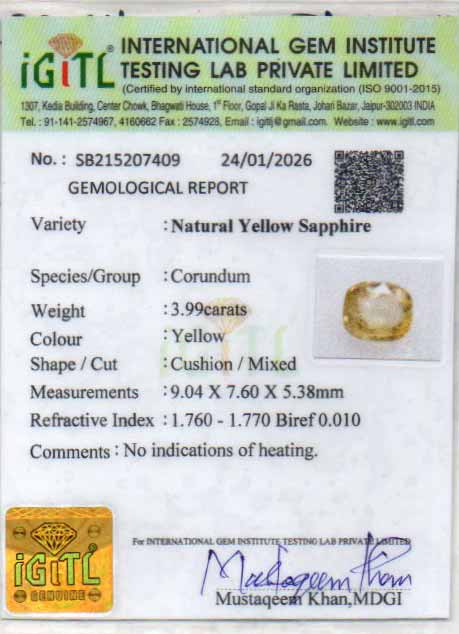 Yellow Sapphire - 3.99 Carats