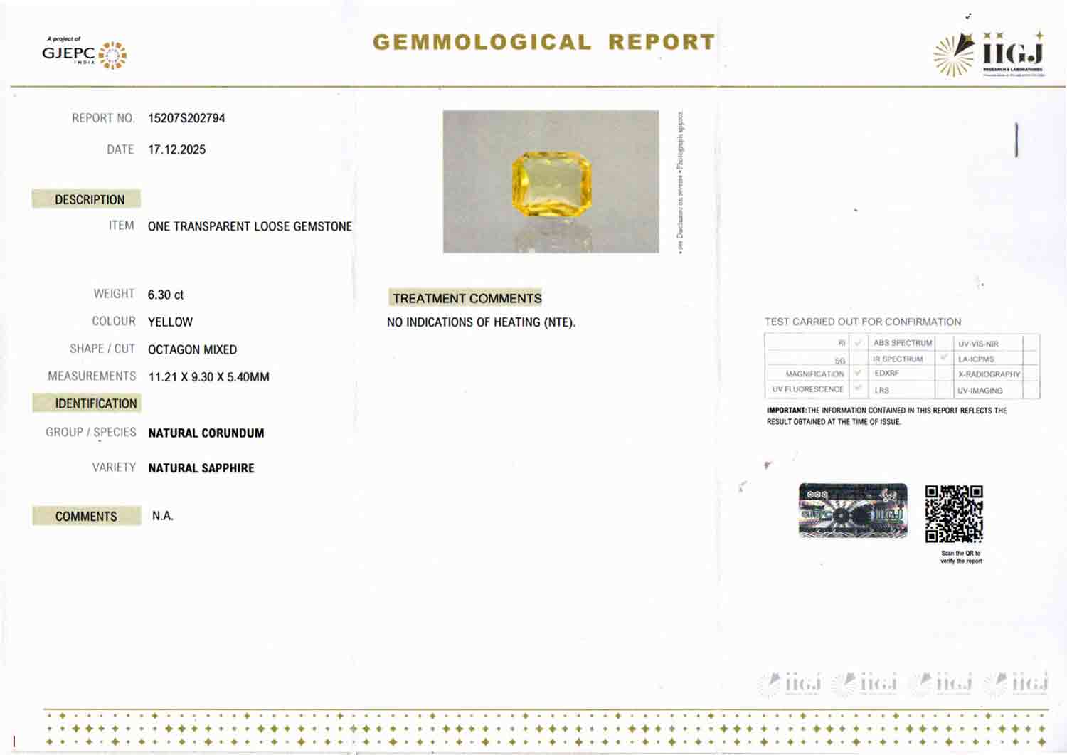 Yellow Sapphire - 6.30 Carats