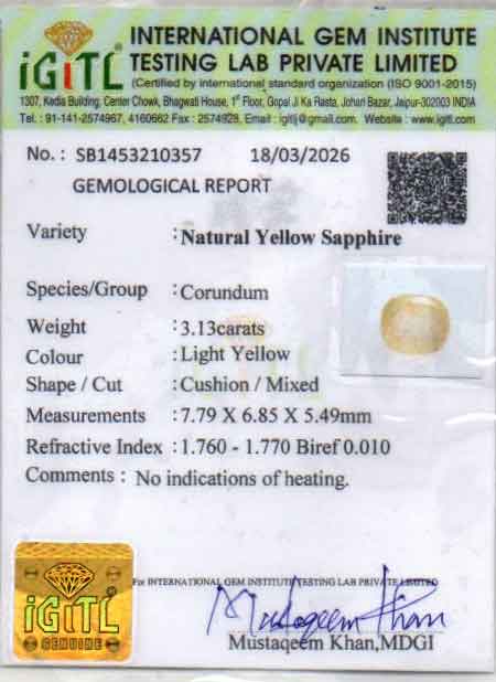 Yellow Sapphire - 3.13 Carats
