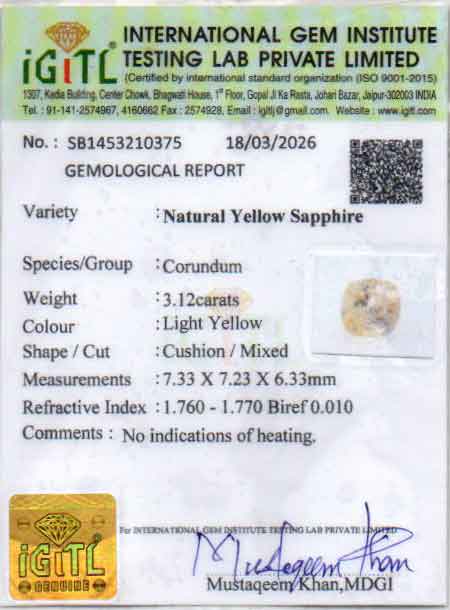 Yellow Sapphire - 3.12 Carats