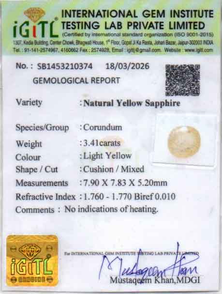 Yellow Sapphire - 3.41 Carats