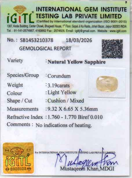 Yellow Sapphire - 3.19 Carats