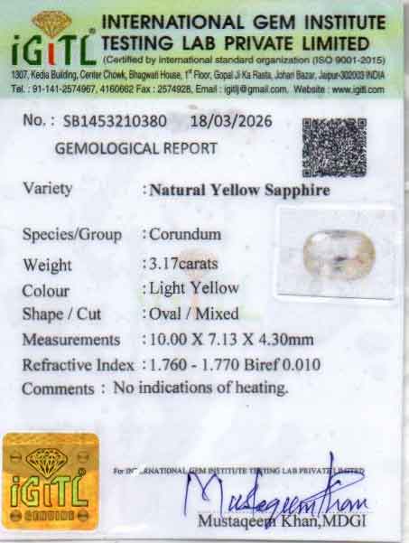 Yellow Sapphire - 3.17 Carats