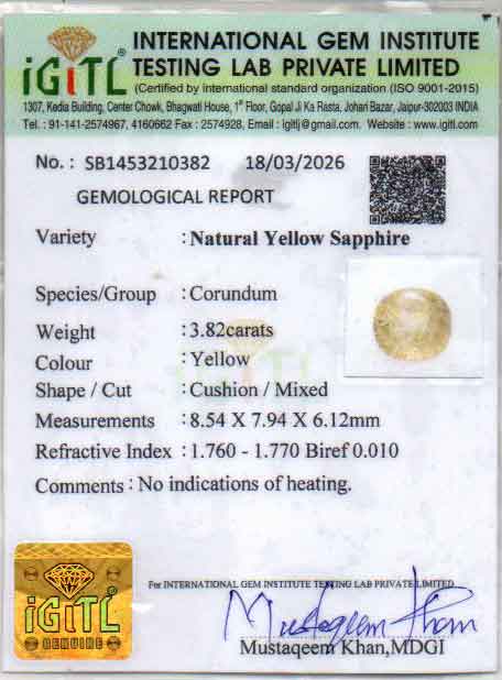Ceylon Yellow Sapphire - 3.82 Carat Fine Quality CYS-4087