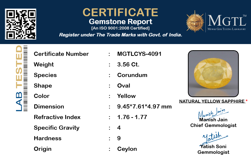 Yellow Sapphire - 3.56 Carats