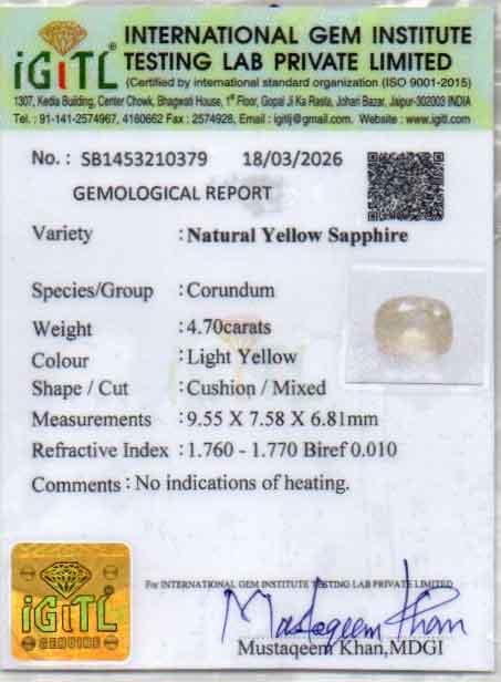 Yellow Sapphire - 4.70 Carats