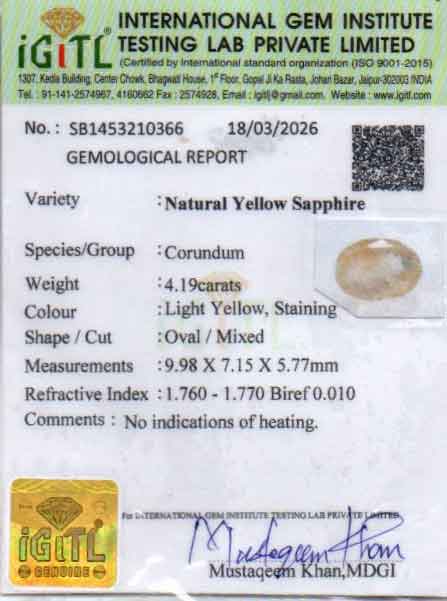 Yellow Sapphire - 4.19 Carats