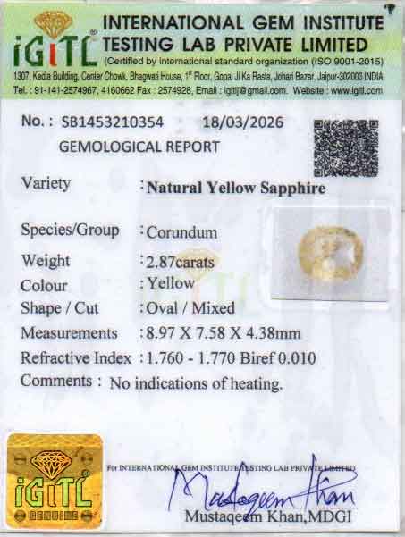 Yellow Sapphire - 2.87 Carats