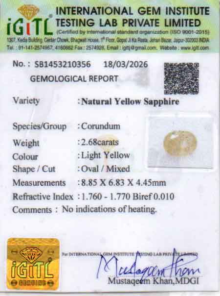 Yellow Sapphire - 2.68 Carats