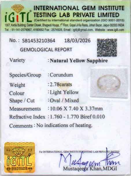 Yellow Sapphire - 2.78 Carats