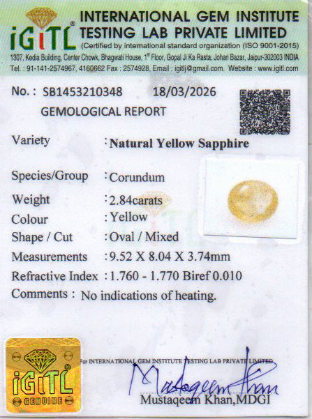 Yellow Sapphire - 2.84 Carats