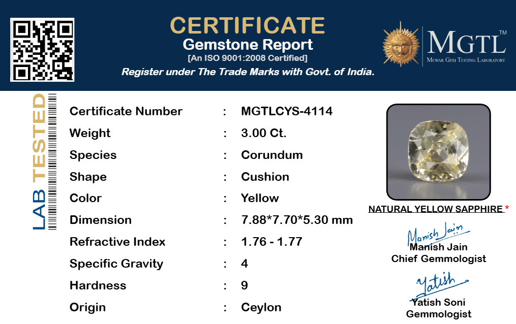Yellow Sapphire - 3.00 Carats