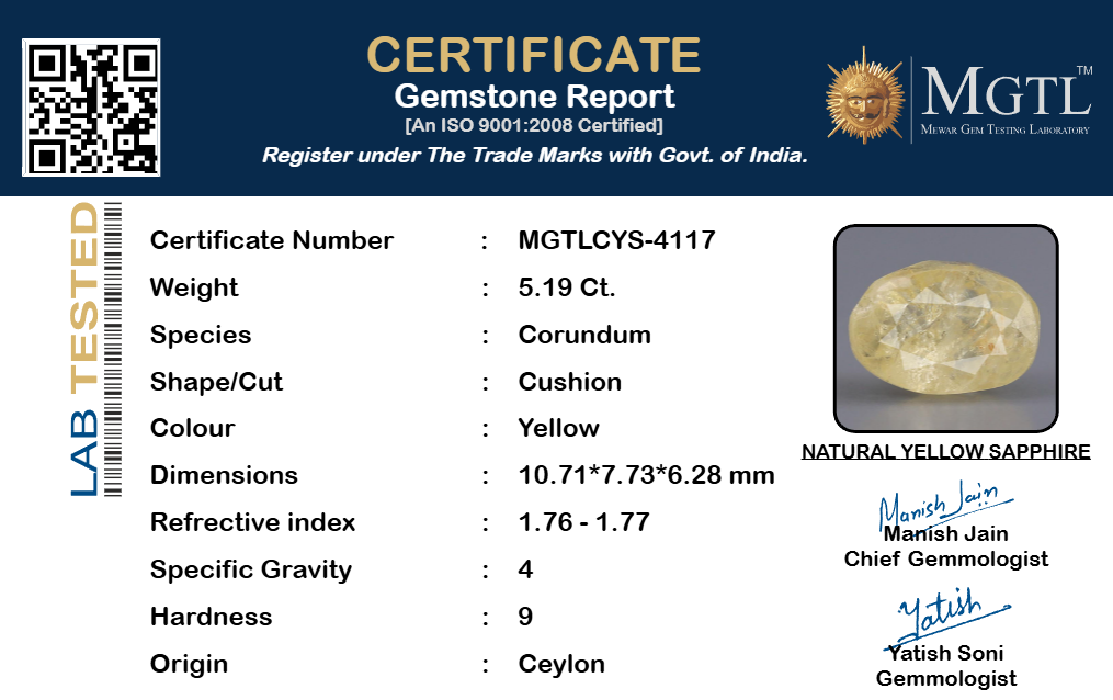 Yellow Sapphire - 5.19 Carats