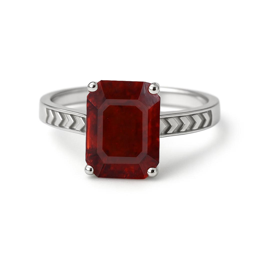 Elegant Sterling Silver Hessonite Garnet Men’s Ring