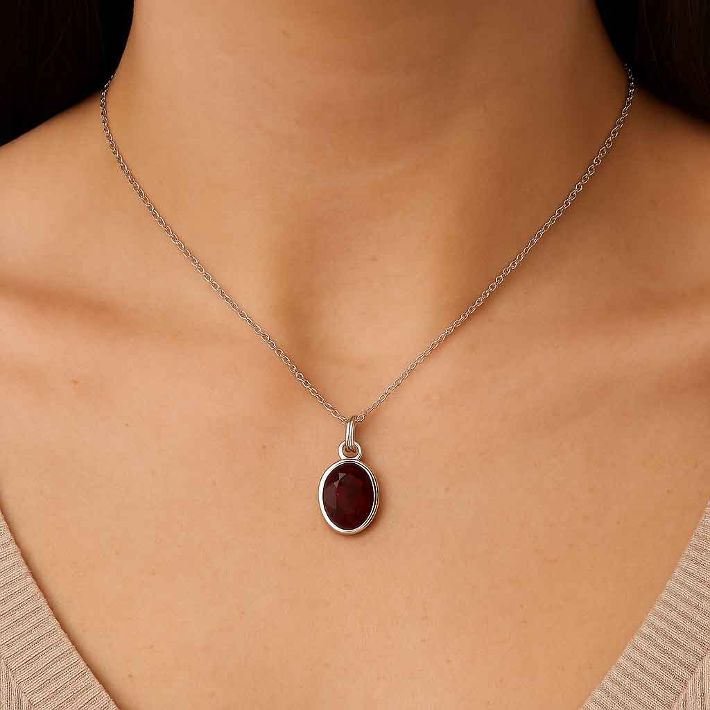 Elegant Sterling Silver Hessonite Gomed Pendant