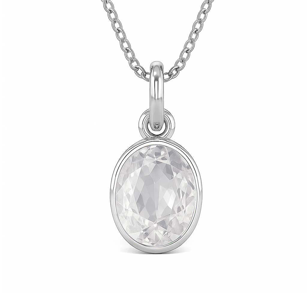 Elegant Sterling Silver Zircon Ratna Pendant