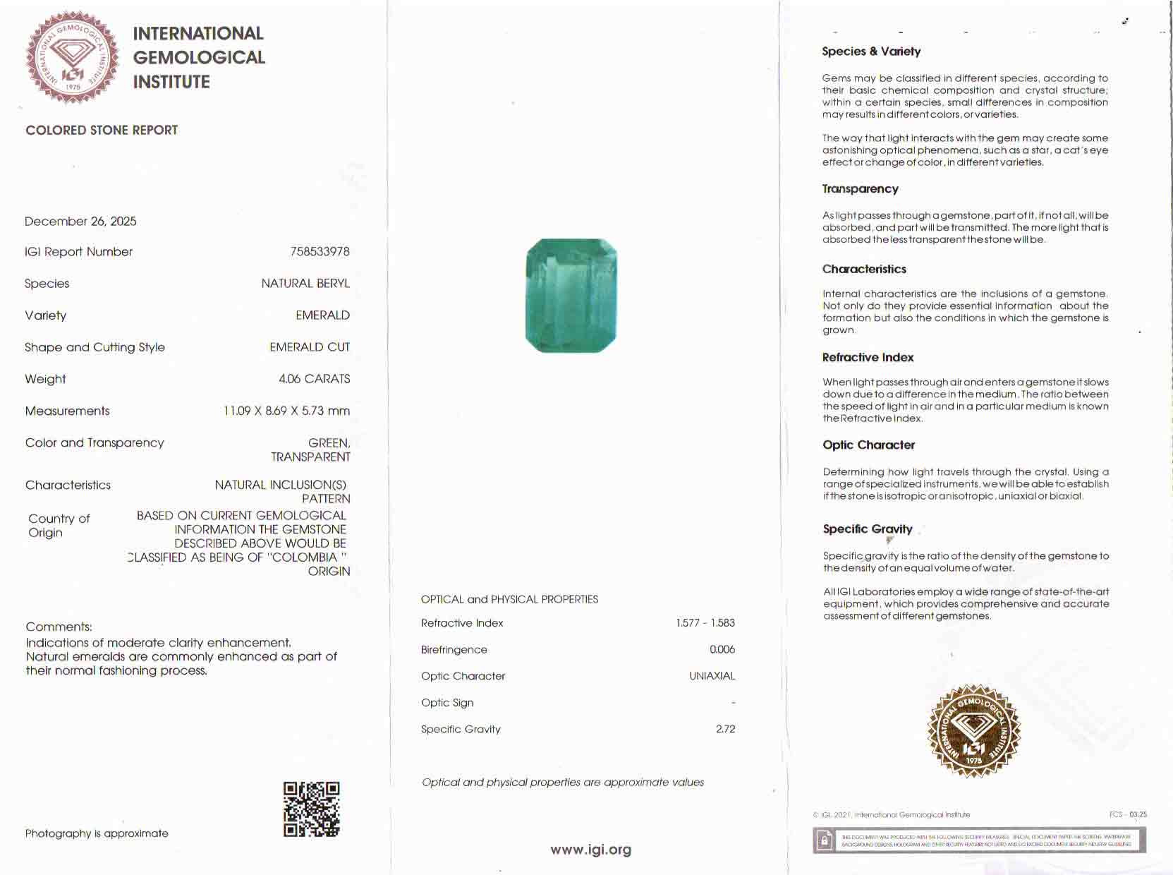 Emerald - 4.06 Carats