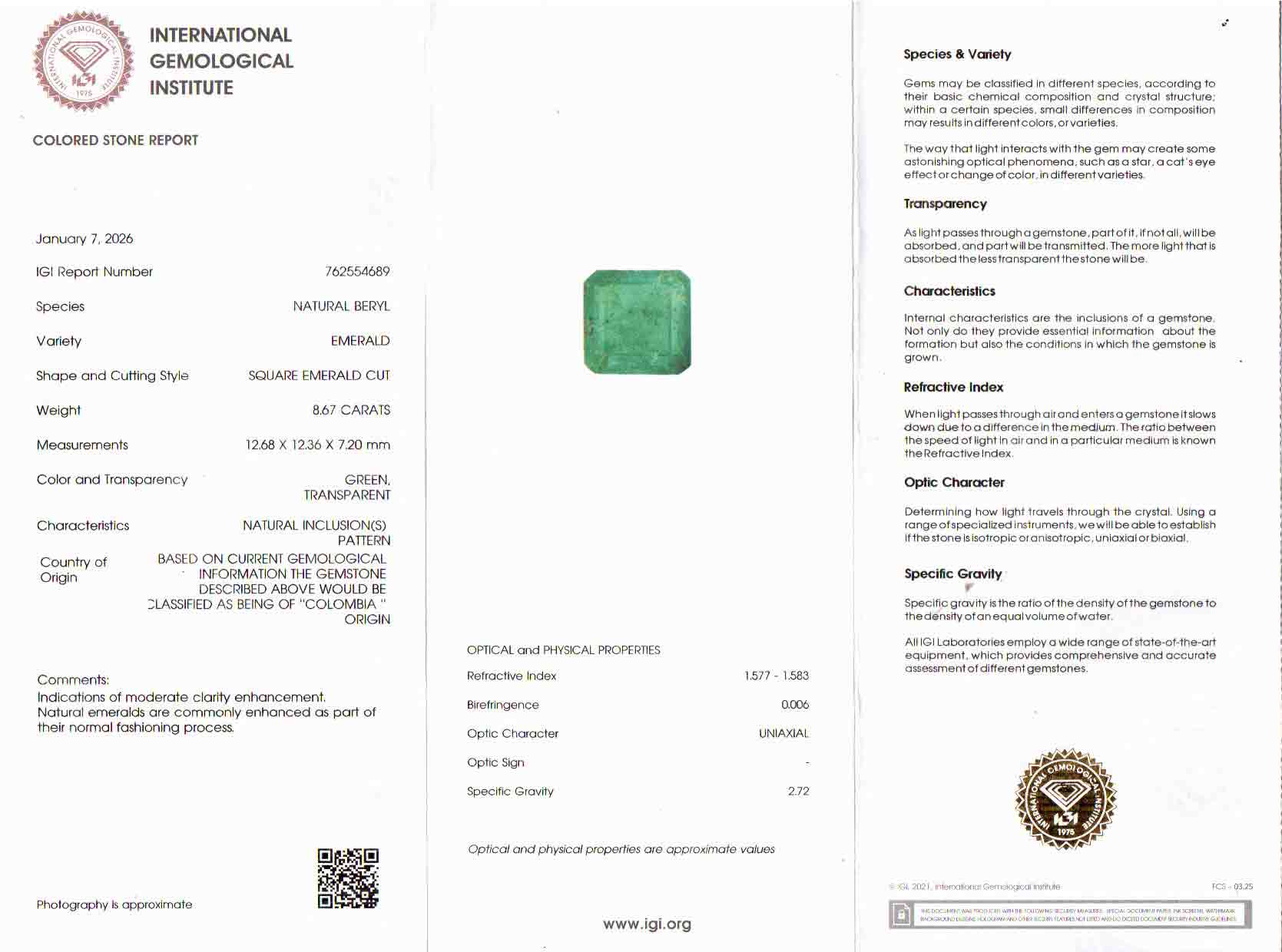 Emerald - 8.67 Carats