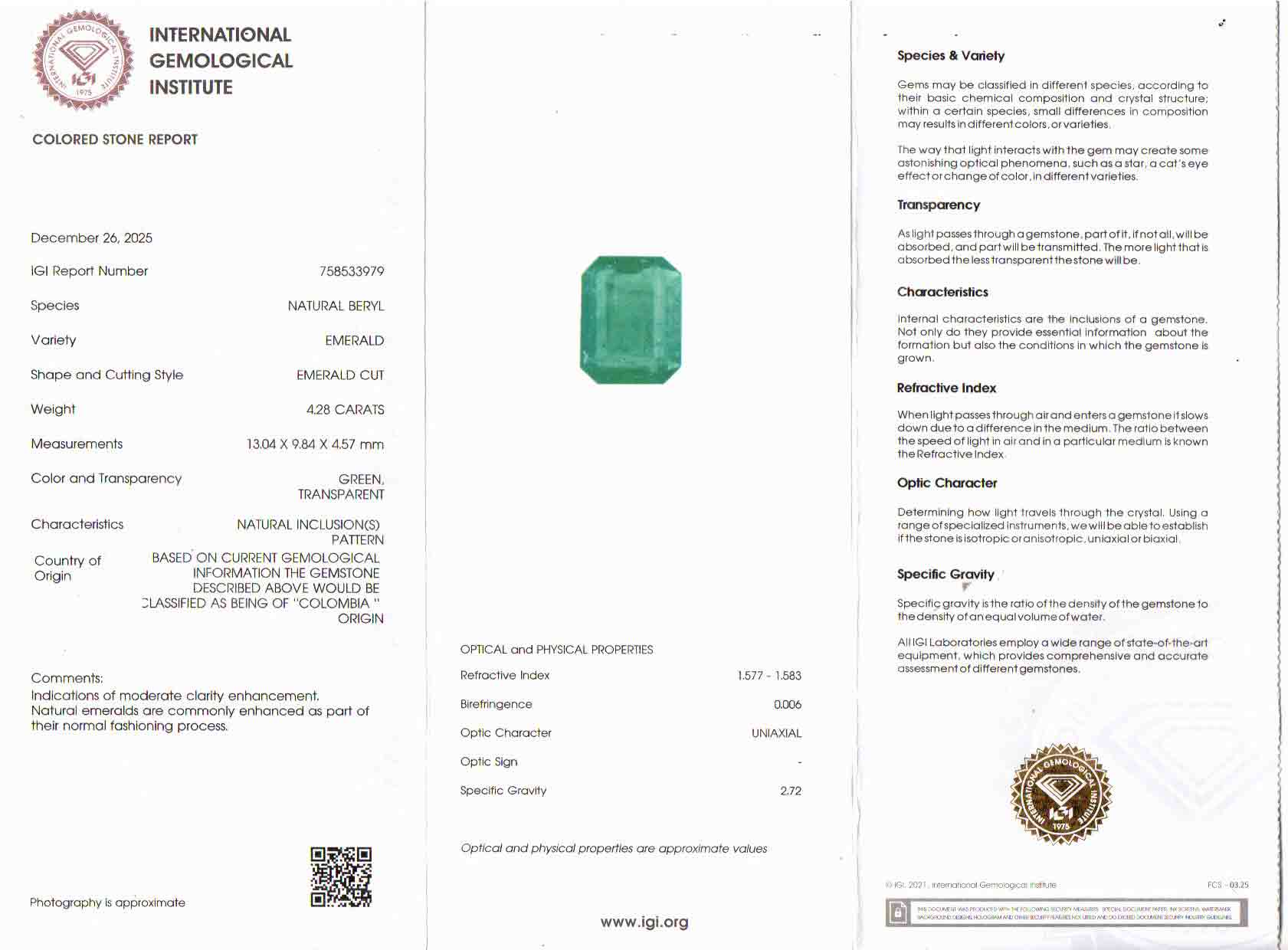 Emerald - 4.28 Carats