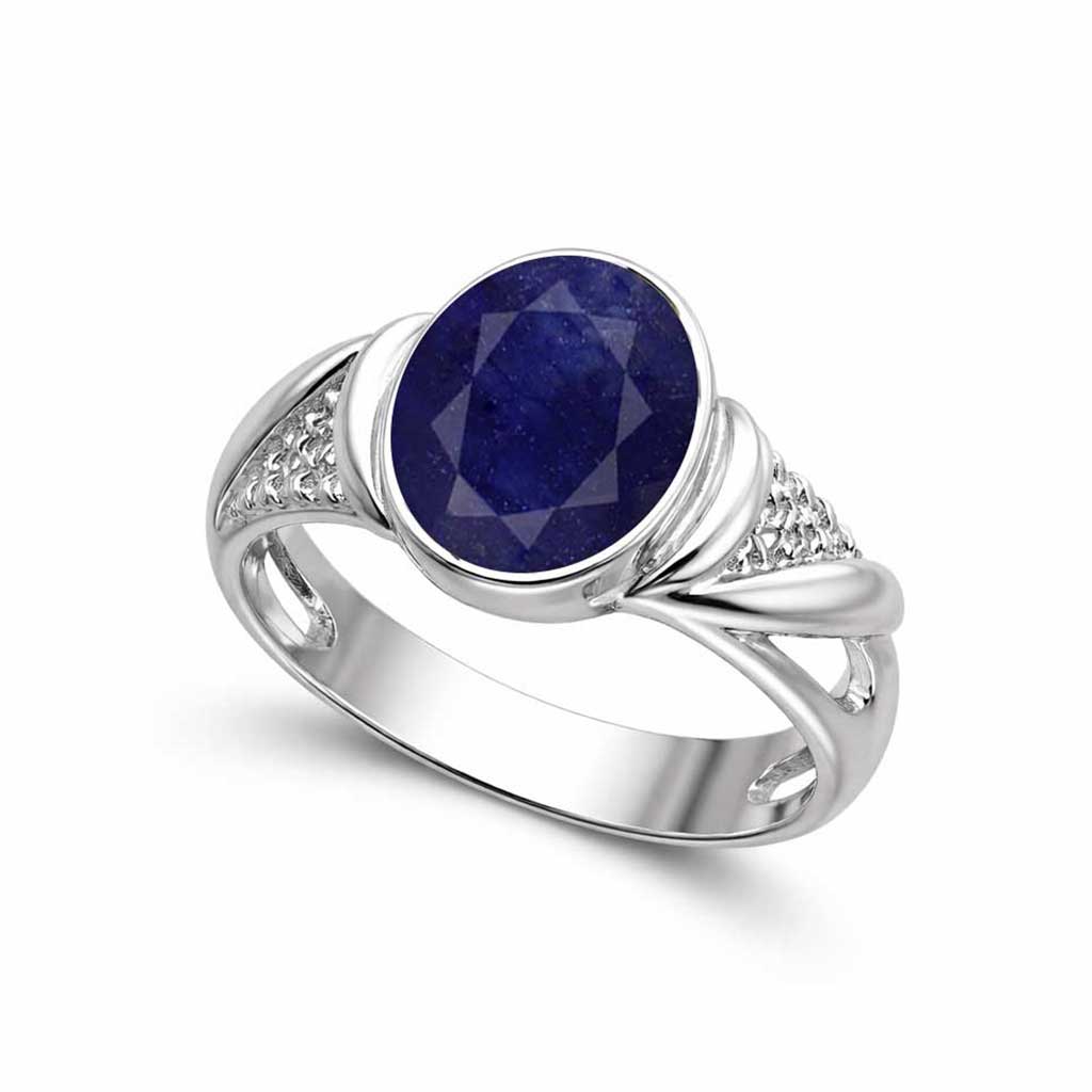 Exemplary Silver Blue Sapphire Stone Ring Unisex
