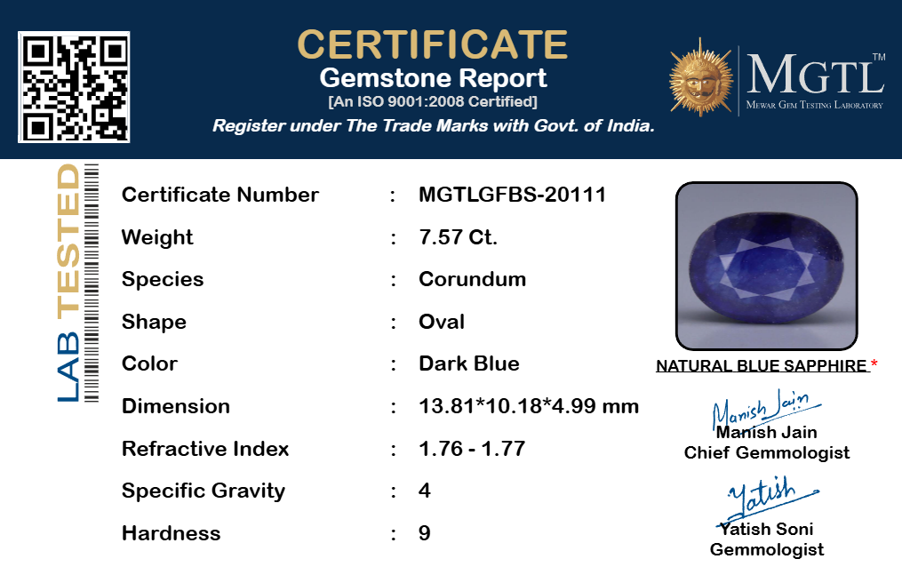 Blue Sapphire - 7.57 Carats