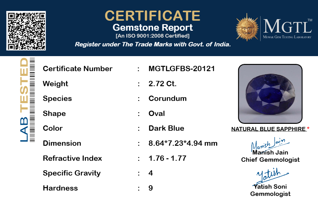 Blue Sapphire - 2.72 Carats