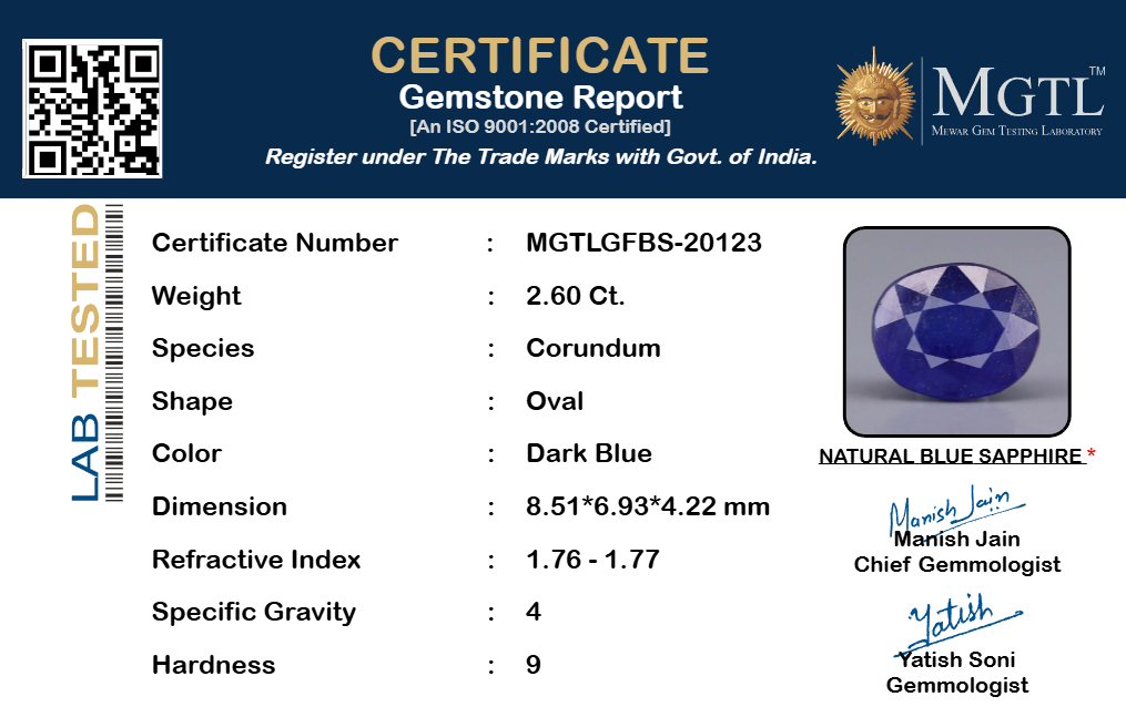 Blue Sapphire - 2.60 Carats