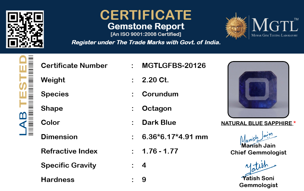 Blue Sapphire - 2.20 Carats