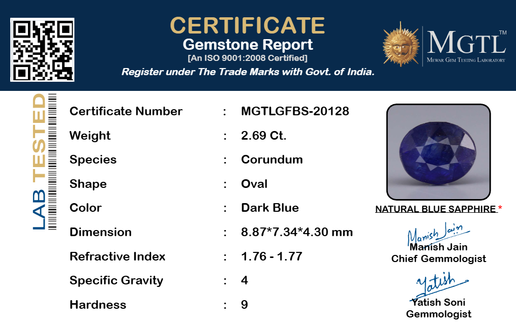 Blue Sapphire - 2.69 Carats