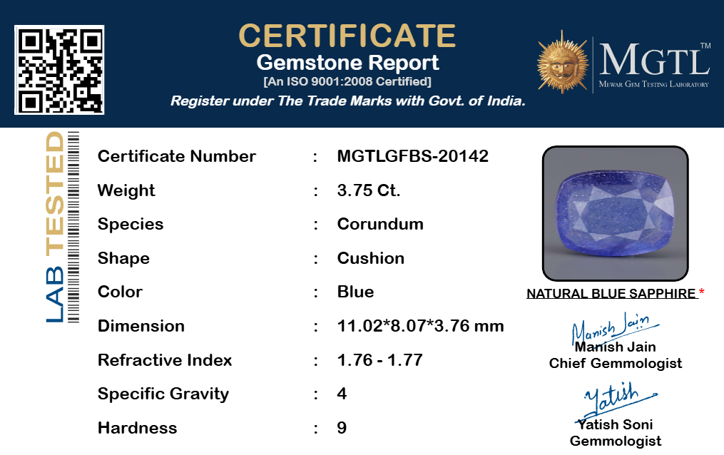 Blue Sapphire - 3.75 Carats